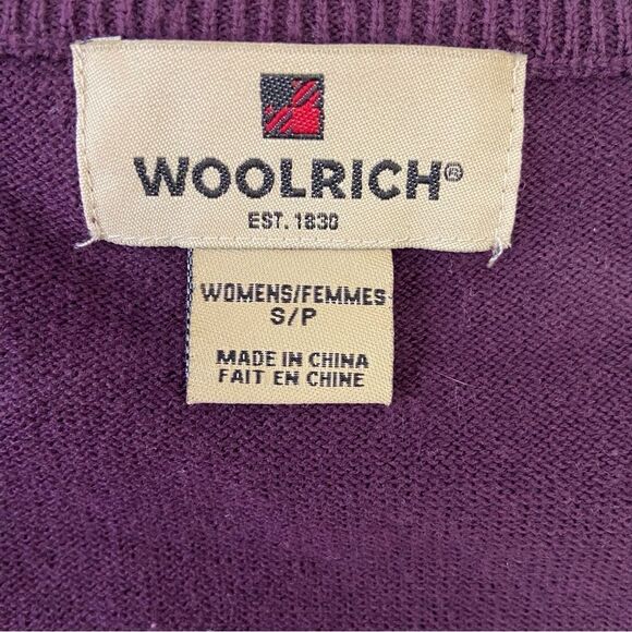 WOOLRICH knit sweater cotton blend knit burgundy/dark wineberry Vneck size small - Picture 4 of 13